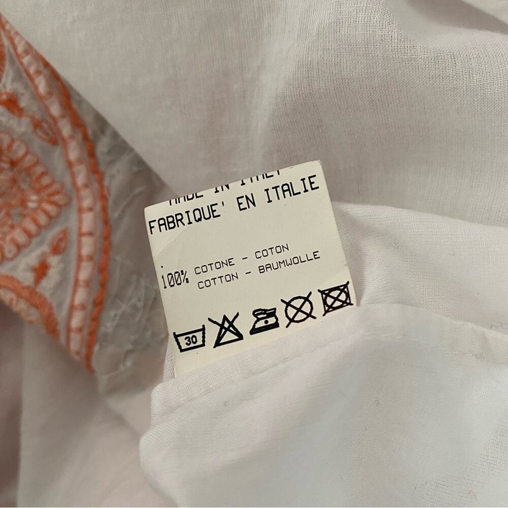 Roberto Cavalli Embellished Embroidered White Orange Women's Blouse sheer XL - Picture 4 of 8